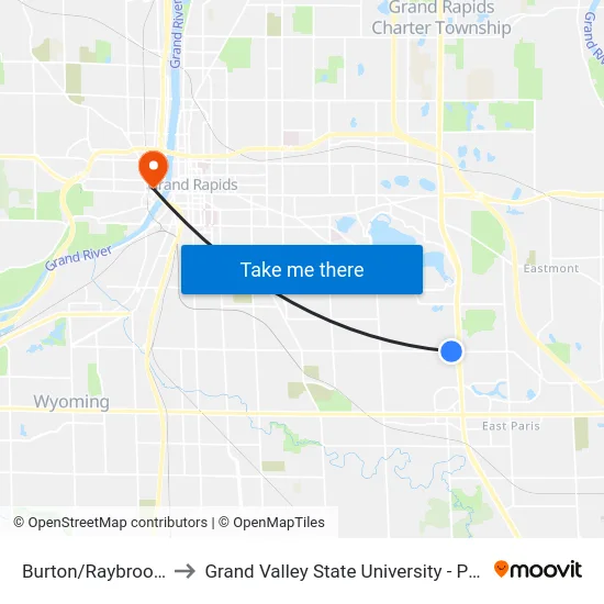 Burton/Raybrook (Wb) to Grand Valley State University - Pew Campus map