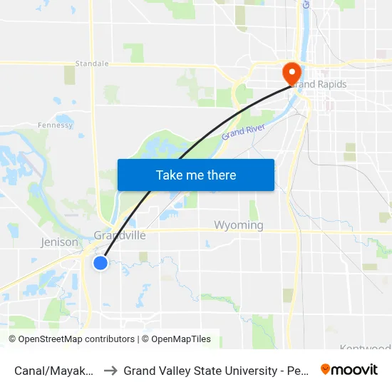 Canal/Mayaka (Sb) to Grand Valley State University - Pew Campus map