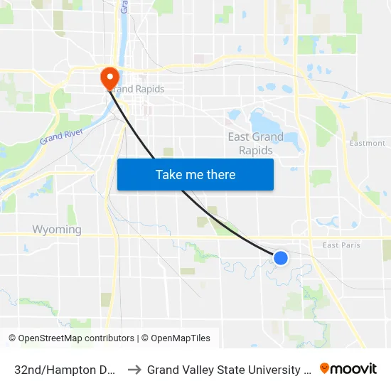32nd/Hampton Downs (Wb) to Grand Valley State University - Pew Campus map