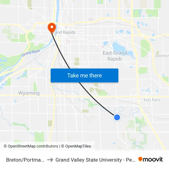 Breton/Portman (Sb) to Grand Valley State University - Pew Campus map