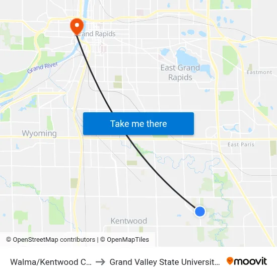 Walma/Kentwood City Hall (Sb) to Grand Valley State University - Pew Campus map