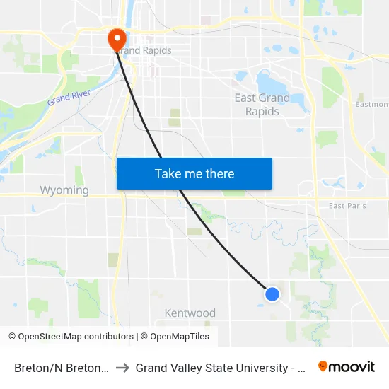 Breton/N Breton Ct (Sb) to Grand Valley State University - Pew Campus map