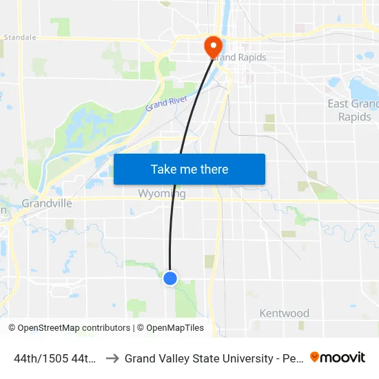 44th/1505 44th (Wb) to Grand Valley State University - Pew Campus map