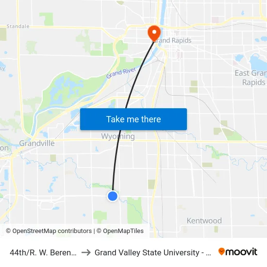 44th/R. W. Berends (Wb) to Grand Valley State University - Pew Campus map