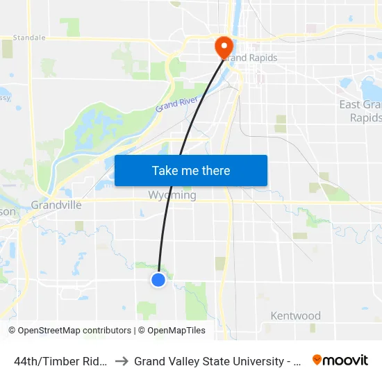 44th/Timber Ridge (Wb) to Grand Valley State University - Pew Campus map