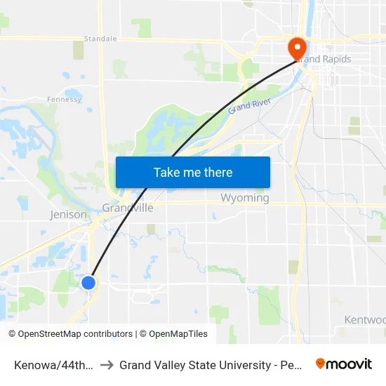 Kenowa/44th (Nb) to Grand Valley State University - Pew Campus map