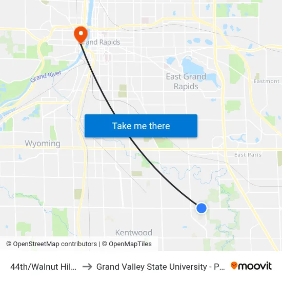 44th/Walnut Hills (Wb) to Grand Valley State University - Pew Campus map