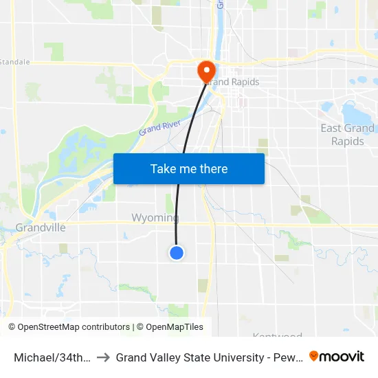 Michael/34th (Sb) to Grand Valley State University - Pew Campus map