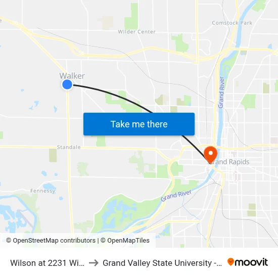 Wilson at 2231 Wilson (Sb) to Grand Valley State University - Pew Campus map
