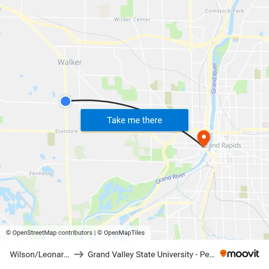 Wilson/Leonard (Sb) to Grand Valley State University - Pew Campus map