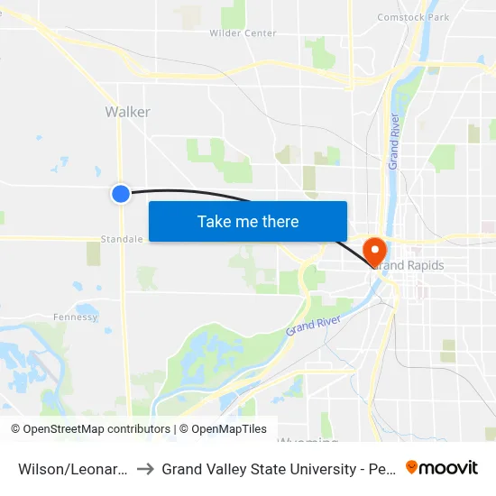Wilson/Leonard (Sb) to Grand Valley State University - Pew Campus map