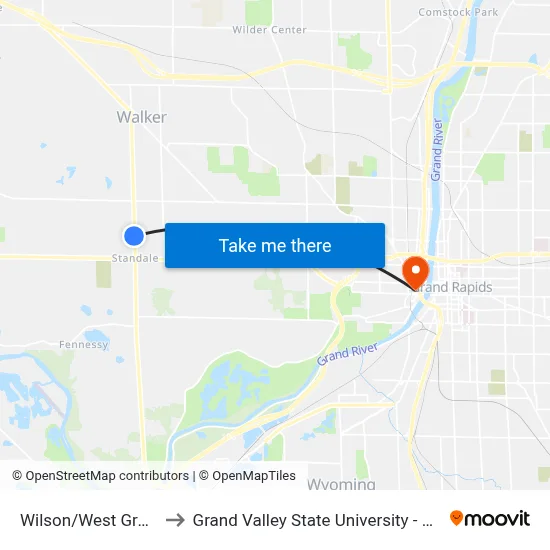 Wilson/West Grand (Sb) to Grand Valley State University - Pew Campus map