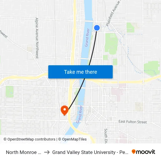 North Monroe (Ccw) to Grand Valley State University - Pew Campus map