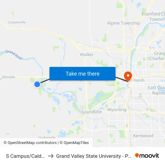 S Campus/Calder (Nb) to Grand Valley State University - Pew Campus map