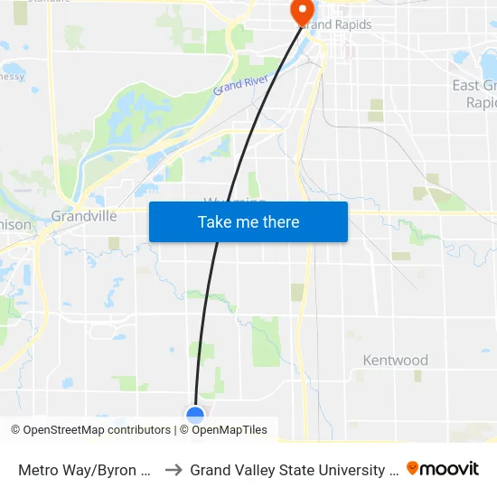 Metro Way/Byron Center (Eb) to Grand Valley State University - Pew Campus map