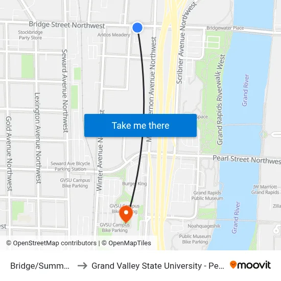 Bridge/Summer (Eb) to Grand Valley State University - Pew Campus map