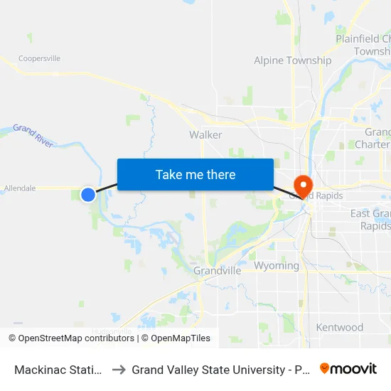 Mackinac Station (Sb) to Grand Valley State University - Pew Campus map