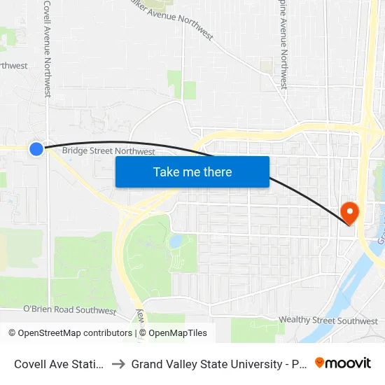 Covell Ave Station (Eb) to Grand Valley State University - Pew Campus map