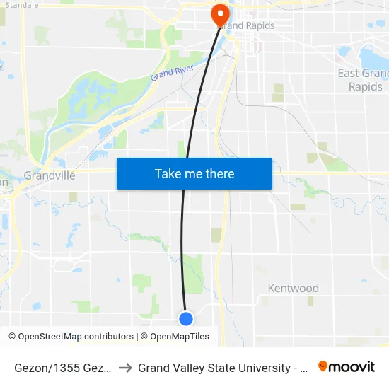 Gezon/1355 Gezon (Wb) to Grand Valley State University - Pew Campus map