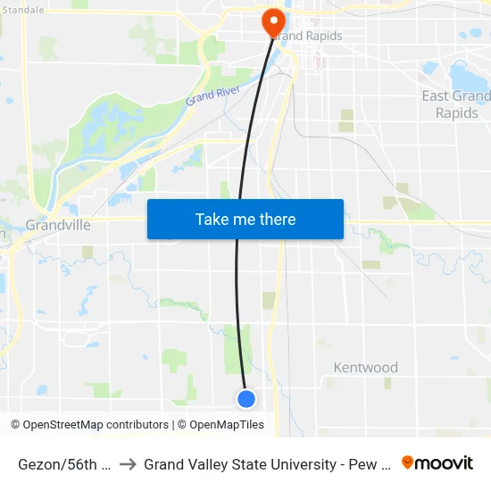 Gezon/56th (Eb) to Grand Valley State University - Pew Campus map