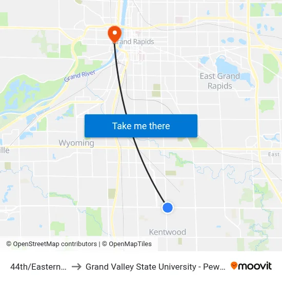 44th/Eastern (Eb) to Grand Valley State University - Pew Campus map