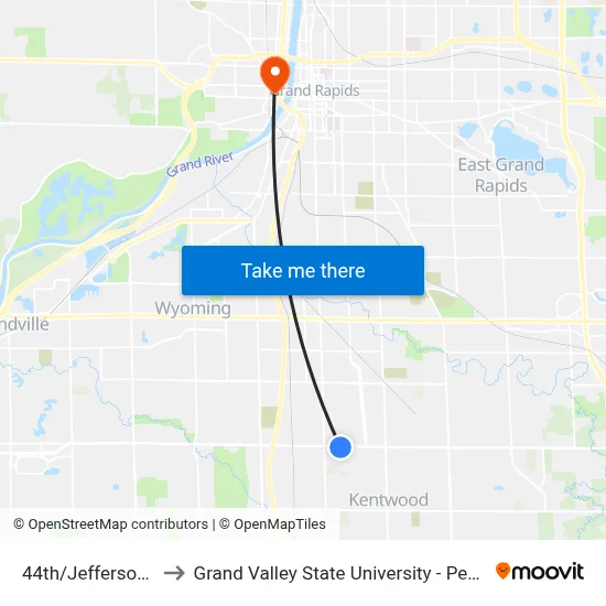 44th/Jefferson (Eb) to Grand Valley State University - Pew Campus map