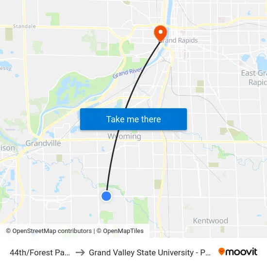 44th/Forest Park (Eb) to Grand Valley State University - Pew Campus map