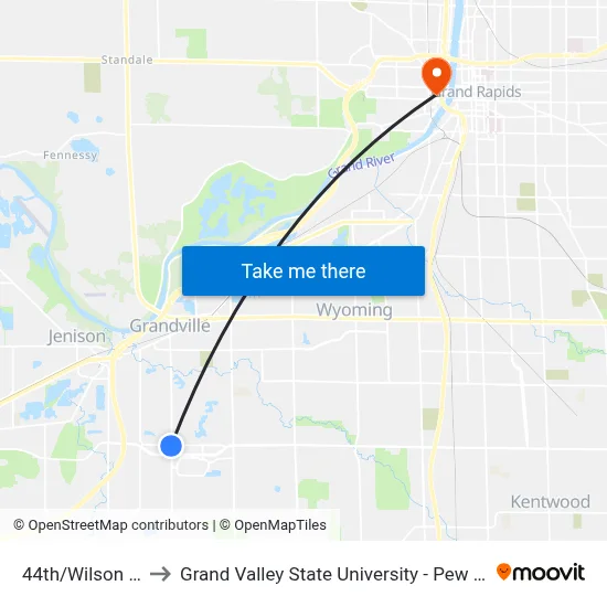 44th/Wilson (Eb) to Grand Valley State University - Pew Campus map