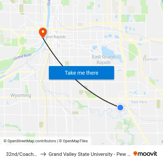 32nd/Coach (Eb) to Grand Valley State University - Pew Campus map