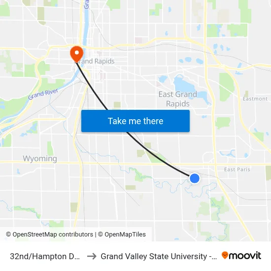 32nd/Hampton Downs (Eb) to Grand Valley State University - Pew Campus map