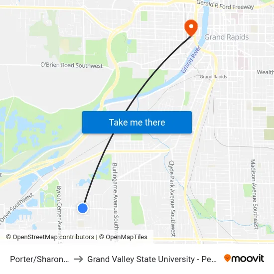 Porter/Sharon (Wb) to Grand Valley State University - Pew Campus map