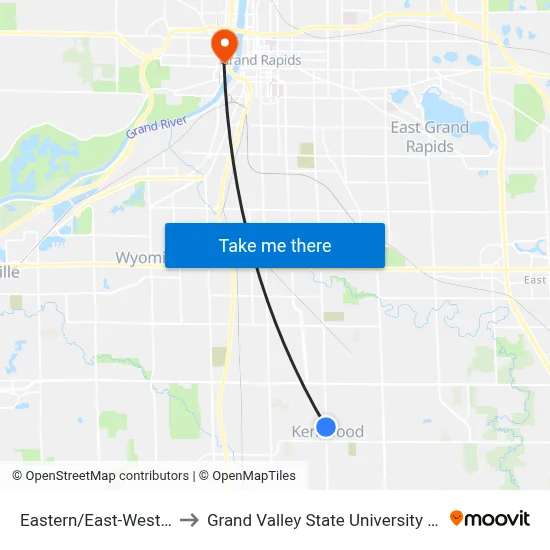 Eastern/East-West Trail (Sb) to Grand Valley State University - Pew Campus map