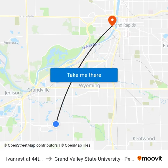 Ivanrest at 44th (Sb) to Grand Valley State University - Pew Campus map