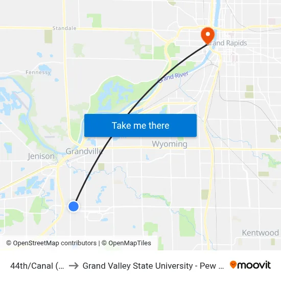 44th/Canal (Wb) to Grand Valley State University - Pew Campus map