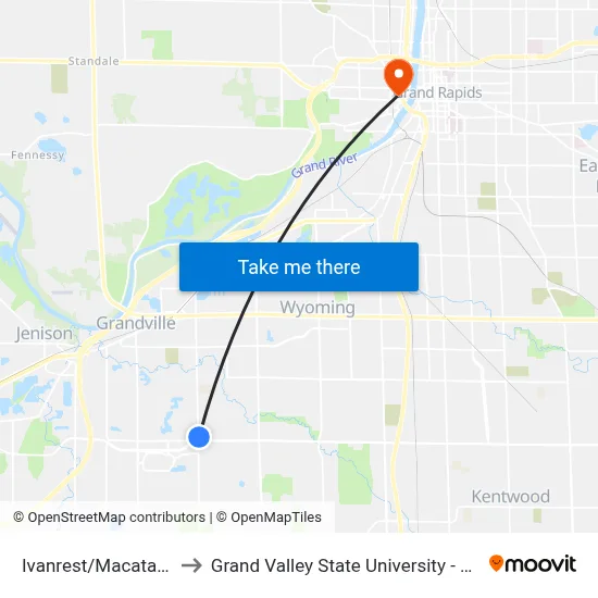 Ivanrest/Macatawa (Nb) to Grand Valley State University - Pew Campus map