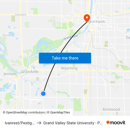 Ivanrest/Pestigo (Nb) to Grand Valley State University - Pew Campus map