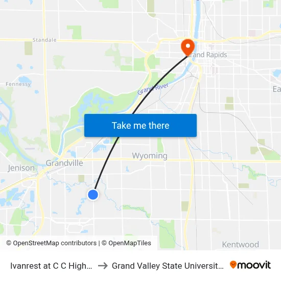 Ivanrest at C C High School (Sb) to Grand Valley State University - Pew Campus map