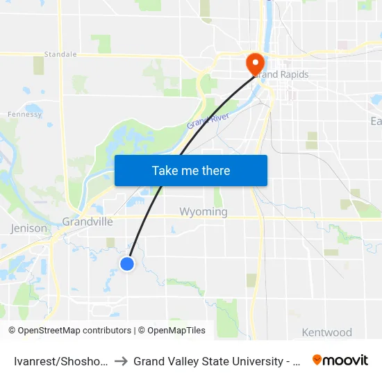 Ivanrest/Shoshone (Nb) to Grand Valley State University - Pew Campus map