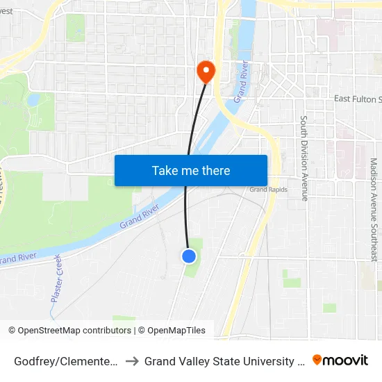 Godfrey/Clemente Park (Nb) to Grand Valley State University - Pew Campus map