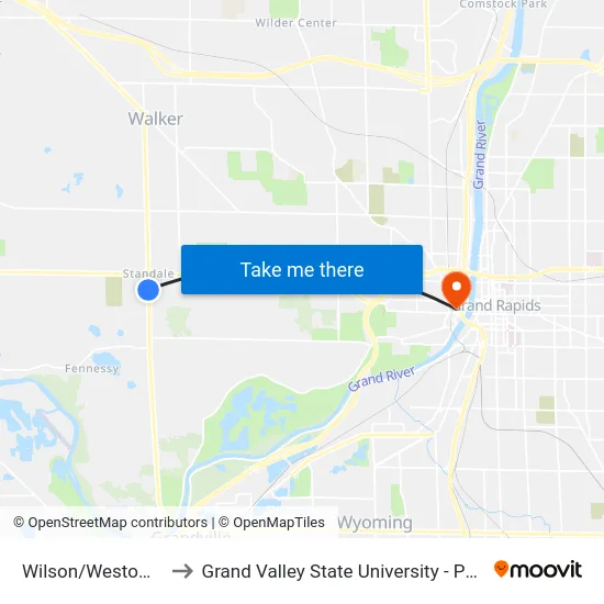 Wilson/Westown (Sb) to Grand Valley State University - Pew Campus map