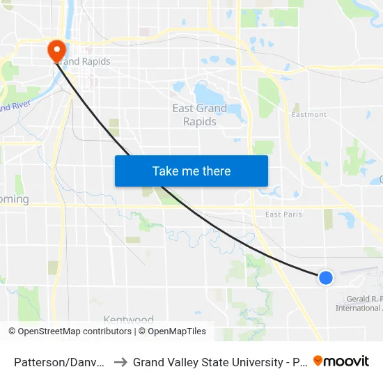 Patterson/Danvers (Sb) to Grand Valley State University - Pew Campus map