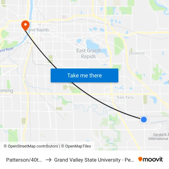 Patterson/40th (Sb) to Grand Valley State University - Pew Campus map