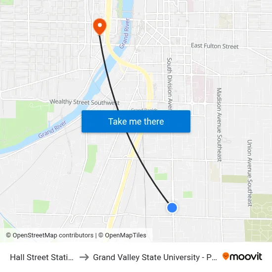 Hall Street Station (Sb) to Grand Valley State University - Pew Campus map