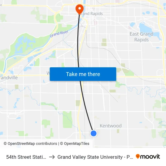 54th Street Station (Sb) to Grand Valley State University - Pew Campus map