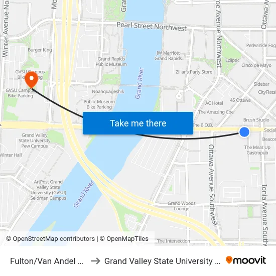 Fulton/Van Andel Arena (Eb) to Grand Valley State University - Pew Campus map