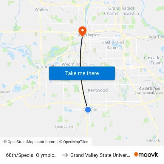 68th/Special Olympics - Michigan (Eb) to Grand Valley State University - Pew Campus map