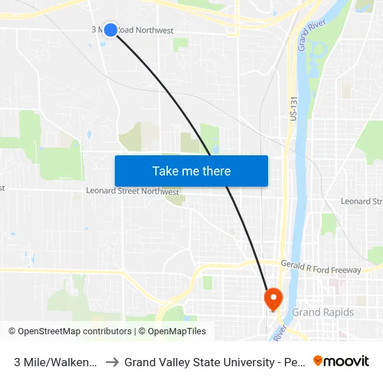 3 Mile/Walkent (Wb) to Grand Valley State University - Pew Campus map