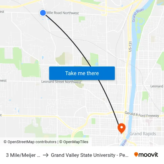 3 Mile/Meijer (Wb) to Grand Valley State University - Pew Campus map