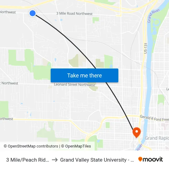 3 Mile/Peach Ridge (Wb) to Grand Valley State University - Pew Campus map