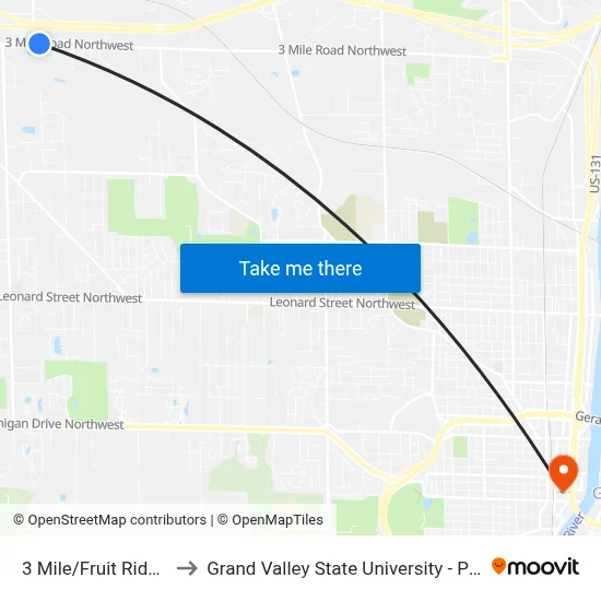 3 Mile/Fruit Ridge (Wb) to Grand Valley State University - Pew Campus map